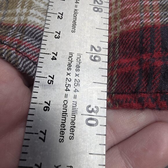 BTC Shirt Mens Large Tall Plaid Flannel Western Pearl Snap Red Gray Long Sleeve - Picture 8 of 8